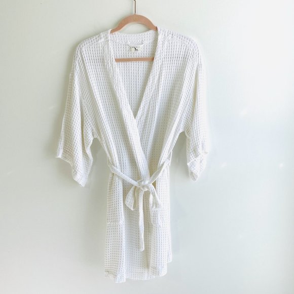 Soma S/M, L/XL Restore RR Waffle Weave Robe White Kimono Style Sleeves Pockets - Picture 5 of 12